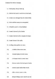 English Worksheet: Proverbs