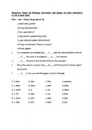 English Worksheet: Cooking - Cloze test