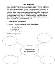 English worksheet: the missing pencil 