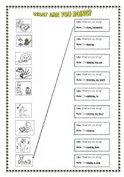 English Worksheet: What are you doing?