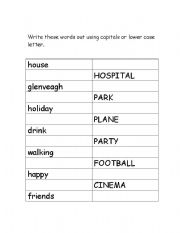 English worksheet: capitals