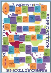 English Worksheet: Boardgame: Find the right preposition of direction, place or time! 