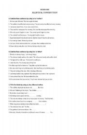 English Worksheet: Elliptical Construction