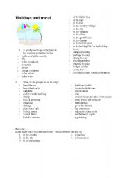 English worksheet: holidays and travel