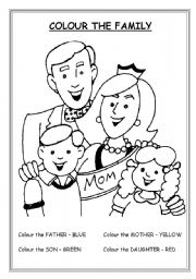 English Worksheet: COLOUR THE FAMILY