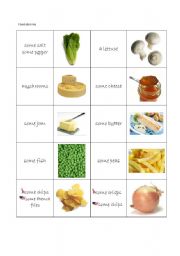 English Worksheet: Food Dominoes / Memory Game