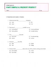 English worksheet: past simple and present perfect