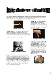 English Worksheet: Gestures