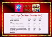 English Worksheet: > Glee Series: Season 2! > SONGS FOR CLASS! S02E05 *.* THREE SONGS *.* FULLY EDITABLE WITH KEY! *.* PART 1/2