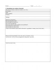 English worksheet: Creating your own cartoon character