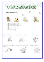 English worksheet: What can animals do?