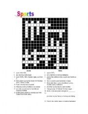 English Worksheet: Sports Crossword