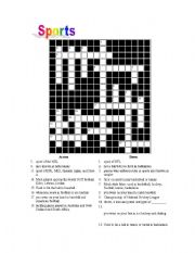 English worksheet: Sports Crossword