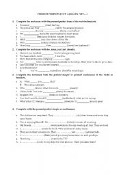 English Worksheet: Present perfect simple or continuous, just and already