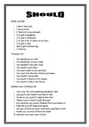 English Worksheet: should