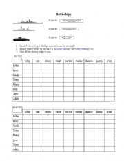 English Worksheet: Battleship-Present continuous game
