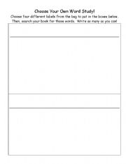 English worksheet: Choose Your Own Word Study with Labels