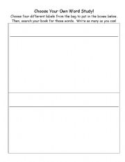 English Worksheet: Choose Your Own Word Study with Labels