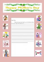 English worksheet: mothers day letter