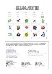 English worksheet: Legends & Myths 