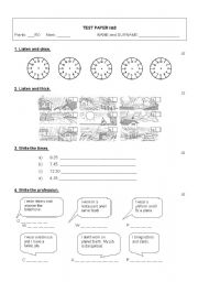 English Worksheet: Happy street 2 - Test paper 