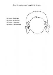 English worksheet: Complete the picture - appearance