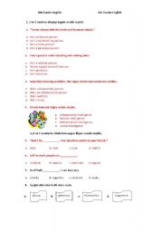 English worksheet: 8th grades questions for Turkish Teachers