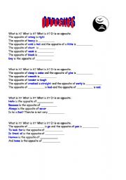 English Worksheet: opposites of adjectives
