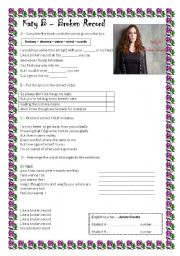 English Worksheet: KATY B - BROKEN RECORD