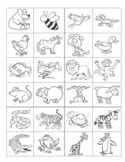 English Worksheet: Memory Cards (animals)