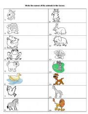 English Worksheet: ANIMALS CROSSWORD