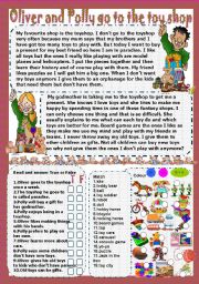 English Worksheet: Oliver and Polly go to the toyshop