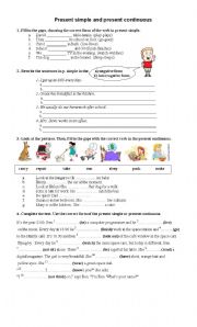 English Worksheet: Present simple - Present continuous