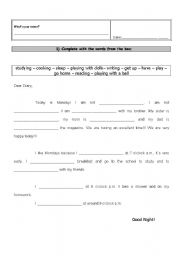 English Worksheet: Dirio (cloze text) - Elementary - kids