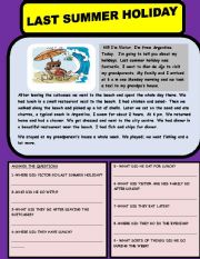 English Worksheet: last summer holiday