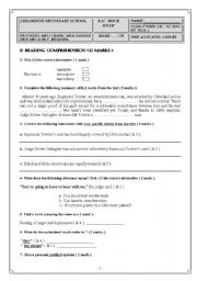 English Worksheet: Bac Mock Exam 4th form ( Maths ), Tunisia.