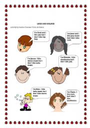 English Worksheet: likes and dislikes