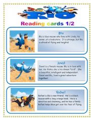 Rio the movie- reading cards set 1/2