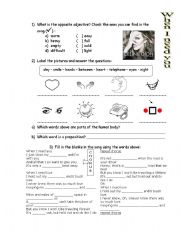 English Worksheet: When I need you - Cline Dion song with exercises and answer key