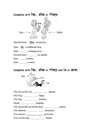 English Worksheet: is, are, he, she, they
