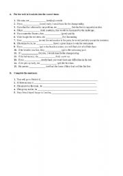 English worksheet: conditional clauses