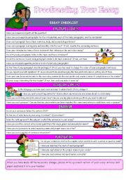 English Worksheet: Essay Writing Checklist for Revision of and Proofreading of Essays, Reuploaded