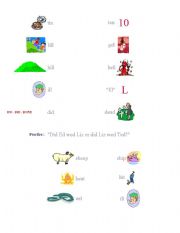 English Worksheet: Minimal Pairs: Short i, Short e, Long e