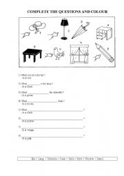 English worksheet: complete and colour