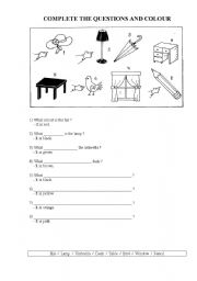 English Worksheet: complete and colour