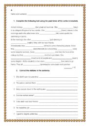 English Worksheet: Simple Past Tense