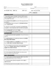 English Worksheet: ESSAY EVALUATION PROOFREADING CHECK & GRADING LIST!