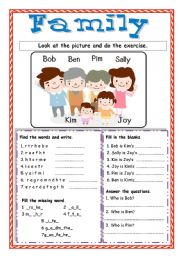 English Worksheet: Family