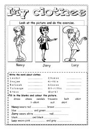 English Worksheet: My clothes