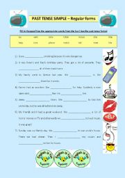 English Worksheet: PAST TENSE SIMPLE regular - fill in the gaps